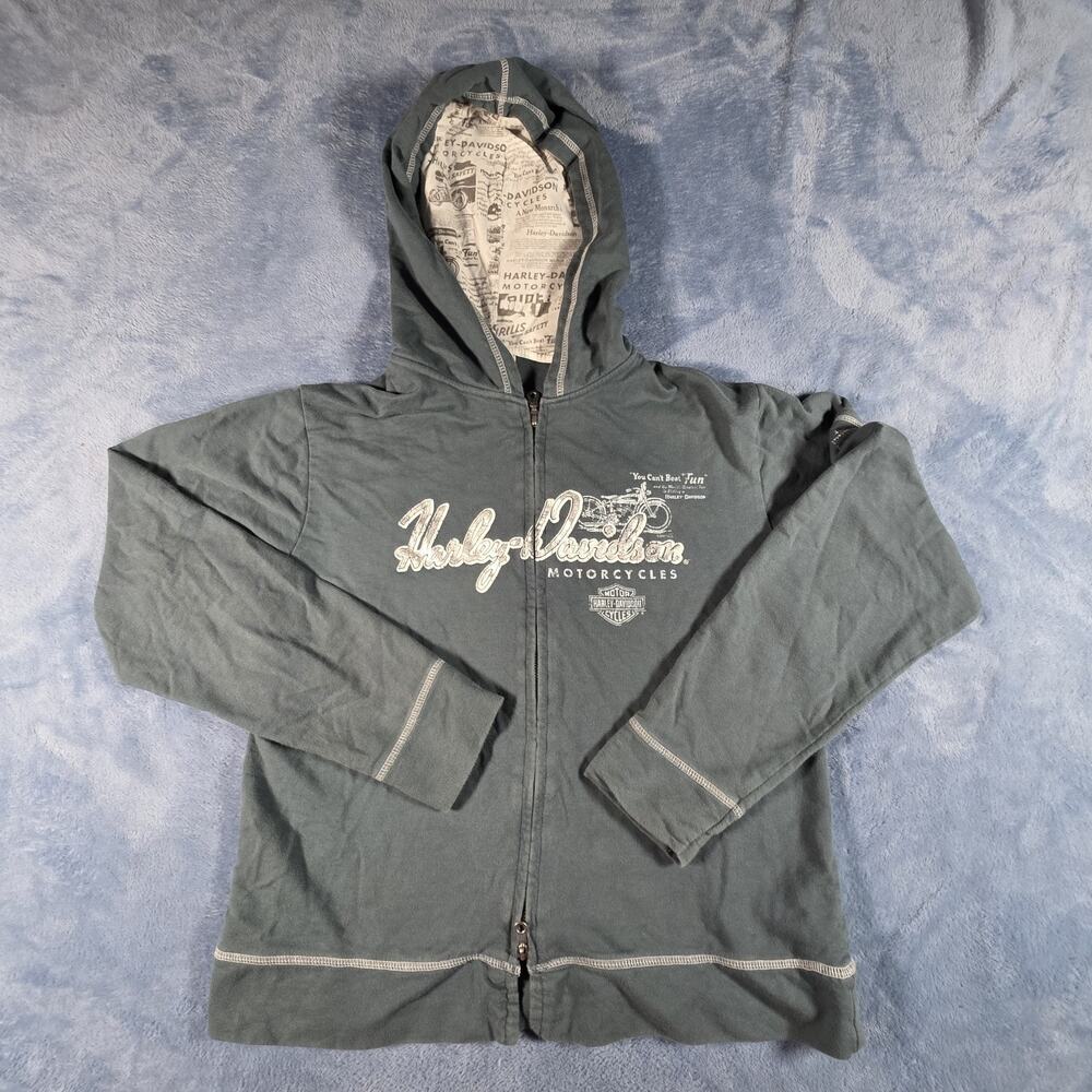 Harley-Davidson Women’s L Full Zip Hoodie Appleton Wisconsin Newspaper Lined
